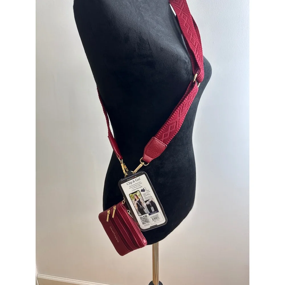 Save The Girls Phone Crossbody Women OS Burgundy Clip & Go Pouch Boho Utility